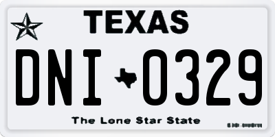 TX license plate DNI0329