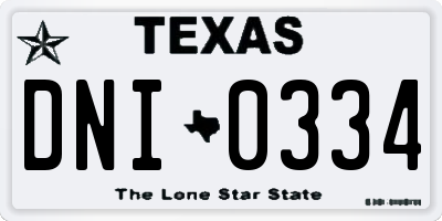TX license plate DNI0334
