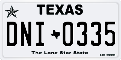 TX license plate DNI0335