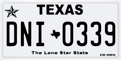 TX license plate DNI0339