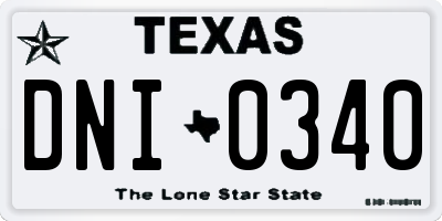 TX license plate DNI0340