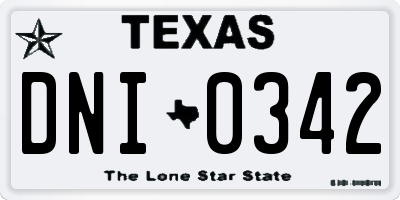 TX license plate DNI0342