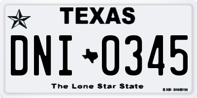 TX license plate DNI0345