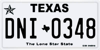 TX license plate DNI0348