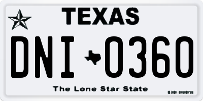 TX license plate DNI0360