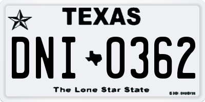 TX license plate DNI0362