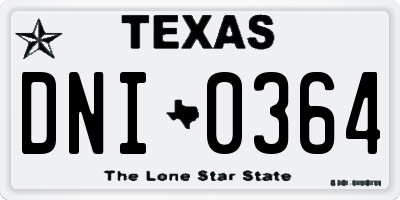 TX license plate DNI0364