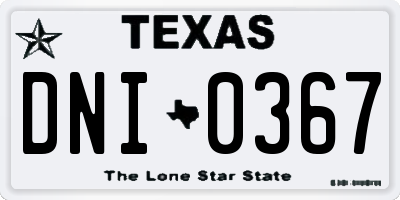 TX license plate DNI0367