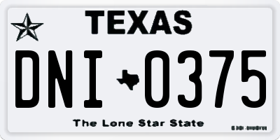 TX license plate DNI0375
