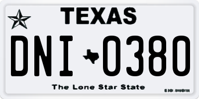 TX license plate DNI0380