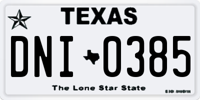 TX license plate DNI0385