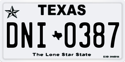 TX license plate DNI0387