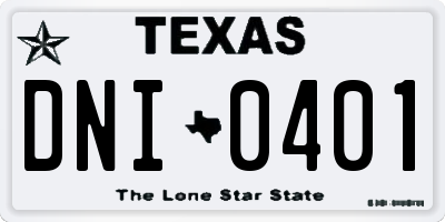 TX license plate DNI0401