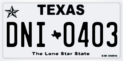 TX license plate DNI0403