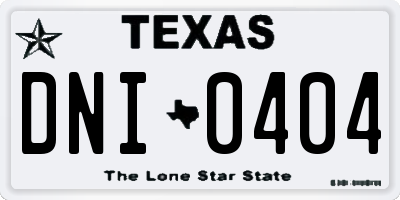 TX license plate DNI0404