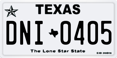 TX license plate DNI0405