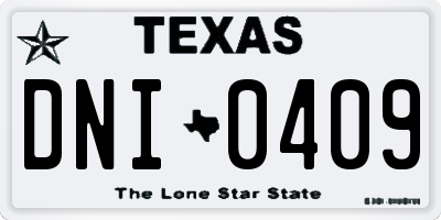 TX license plate DNI0409