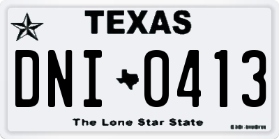 TX license plate DNI0413