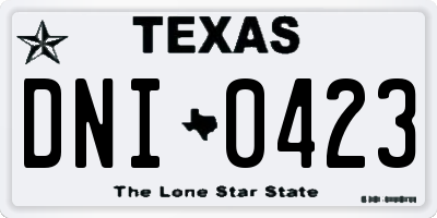 TX license plate DNI0423