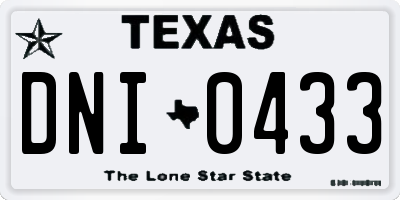 TX license plate DNI0433