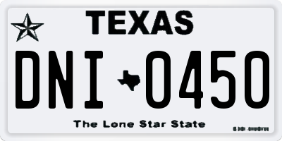 TX license plate DNI0450