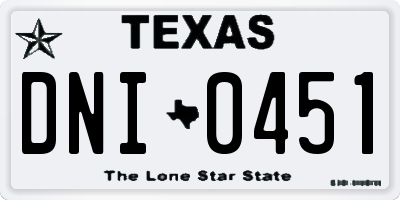 TX license plate DNI0451