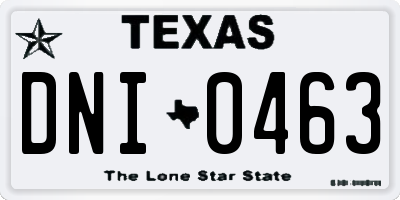 TX license plate DNI0463