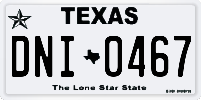 TX license plate DNI0467