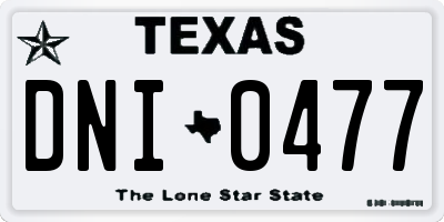 TX license plate DNI0477