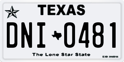 TX license plate DNI0481