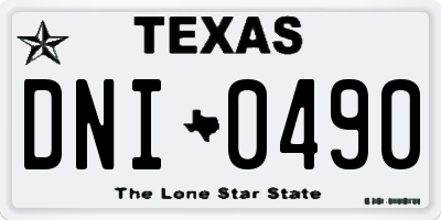 TX license plate DNI0490