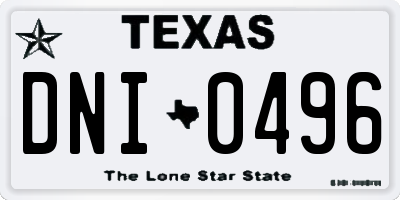 TX license plate DNI0496