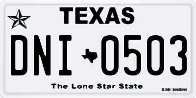 TX license plate DNI0503