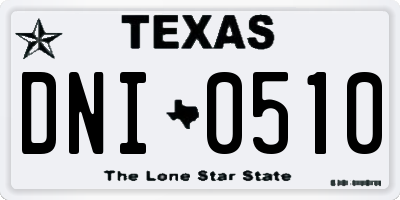 TX license plate DNI0510