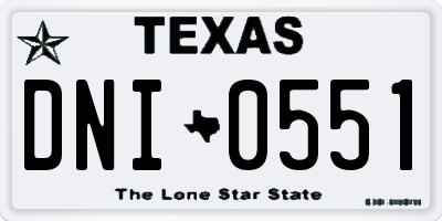 TX license plate DNI0551