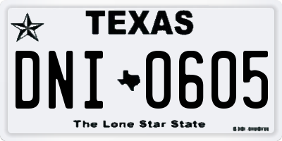 TX license plate DNI0605
