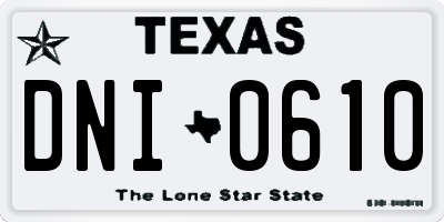 TX license plate DNI0610