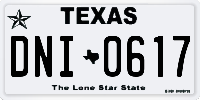 TX license plate DNI0617