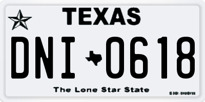 TX license plate DNI0618