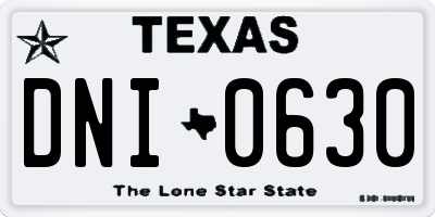TX license plate DNI0630