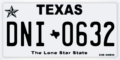 TX license plate DNI0632
