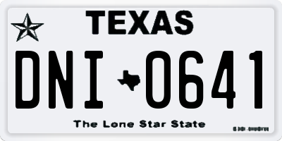 TX license plate DNI0641