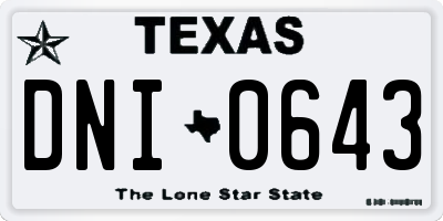 TX license plate DNI0643