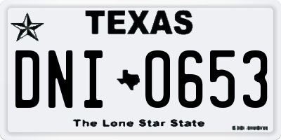 TX license plate DNI0653