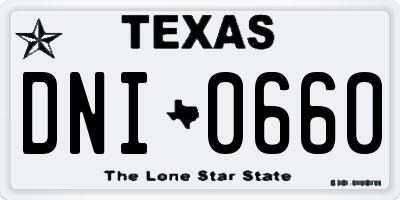 TX license plate DNI0660