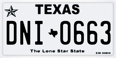 TX license plate DNI0663