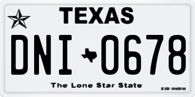 TX license plate DNI0678
