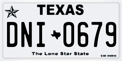 TX license plate DNI0679