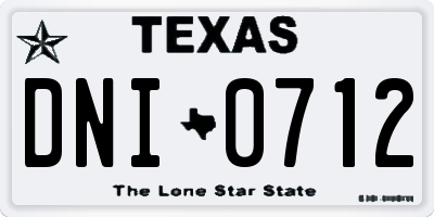 TX license plate DNI0712
