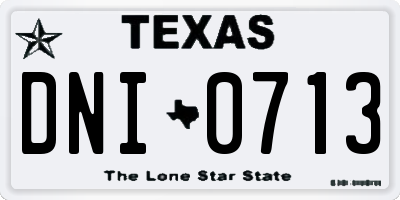 TX license plate DNI0713
